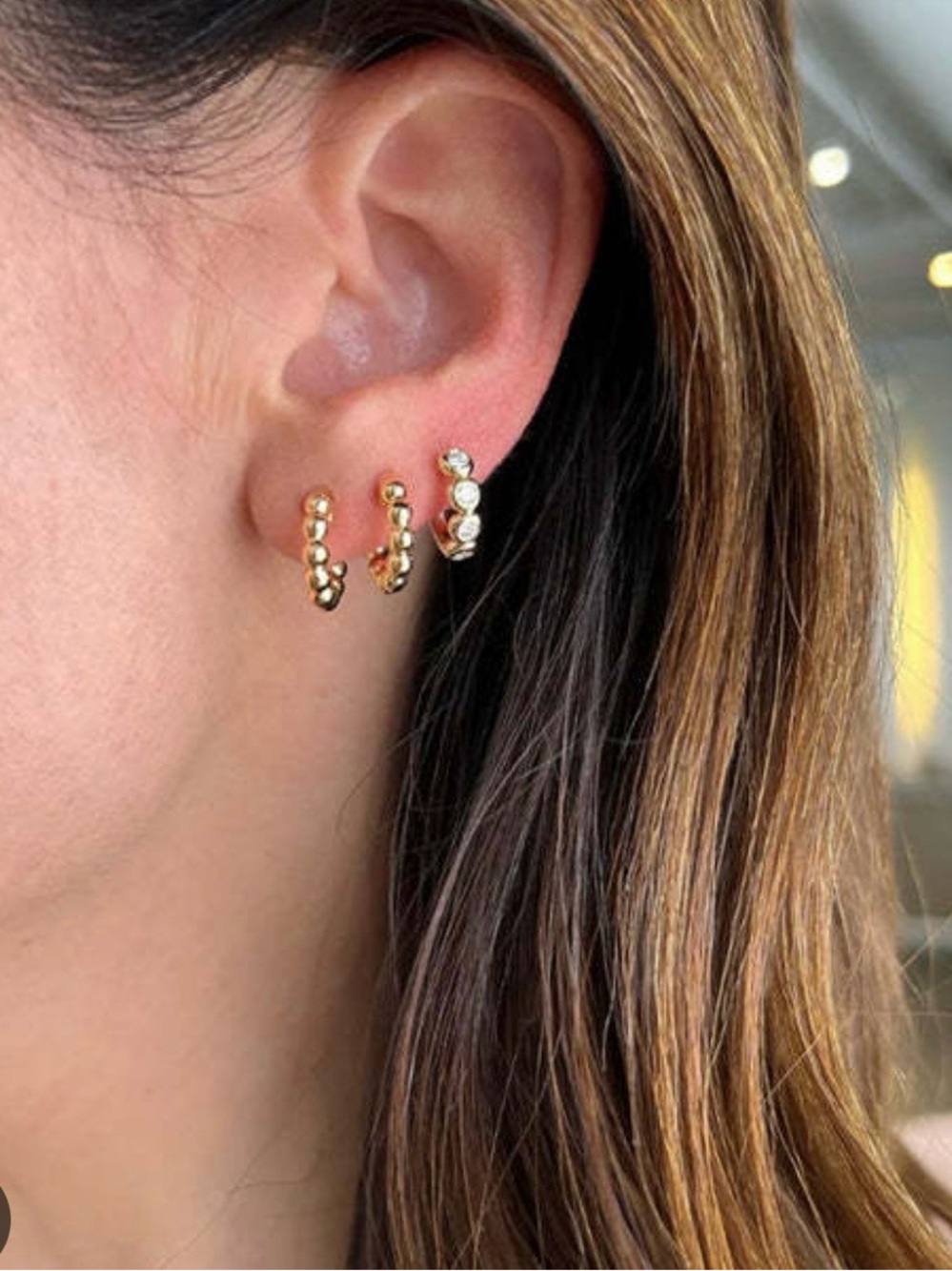 EF Collection 14k Yellow Gold Ball Hoop Earrings